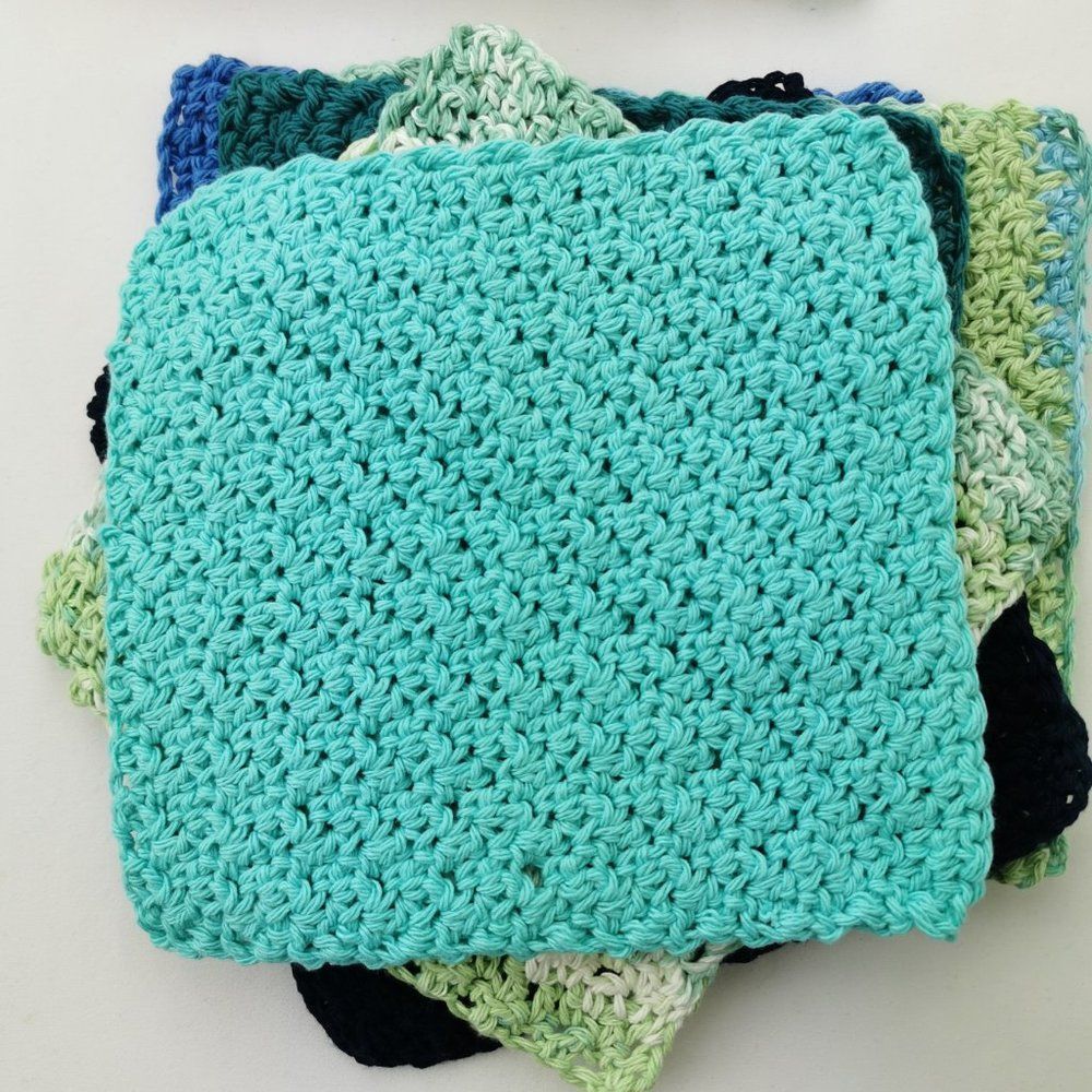 Handmade Crochet Wash Clothes, set  of 2, 100% cotton - Picture 11 of 14